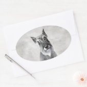 シュナウザー絵画ズ（巨人） - Dog Art 楕円形シール (封筒)