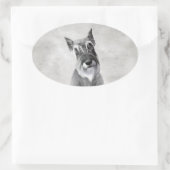 シュナウザー絵画ズ（巨人） - Dog Art 楕円形シール (バッグ)