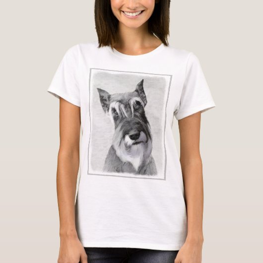 シュナウザー絵画ズ(巨人) - Dog Art Tシャツ (正面)