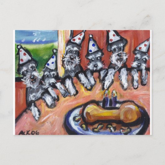 シュナウザー誕生日パーティー インビテーションポストカード (正面)