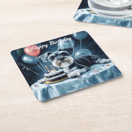 シュナウザー誕生日 スクエアペーパーコースター (アングル)