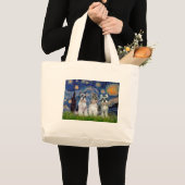 シュナウザー3匹 - 星月夜 ラージトートバッグ (正面(商品))