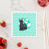 シュナウザー、アクアグリーンシェブロン スタンダードカクテルナプキン (インサイチュ)