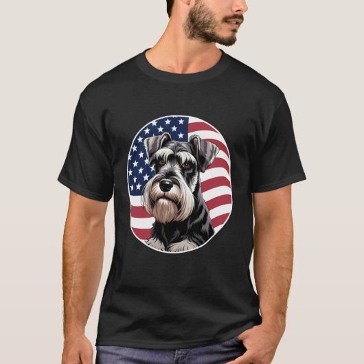 シュナウザー アメリカ国旗 Tシャツ (正面)