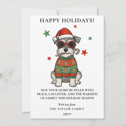 シュナウザー クリスマス 変なセーター 犬 キャンディーケーン (正面)