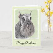 シュナウザー(ジャイアント、標準絵画) - Dog Art カード (黄色い花)