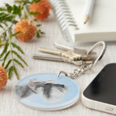 シュナウザー(ジャイアント、標準絵画) - Dog Art キーホルダー (正面右)