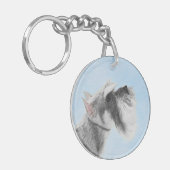 シュナウザー(ジャイアント、標準絵画) - Dog Art キーホルダー (正面左)