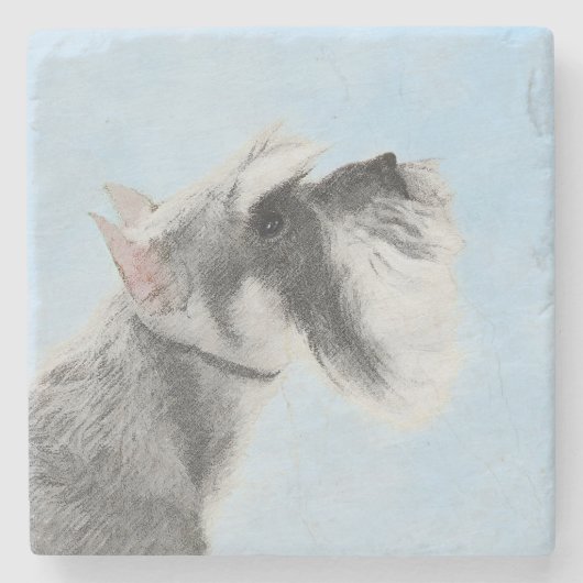 シュナウザー(ジャイアント、標準絵画) - Dog Art ストーンコースター (正面)