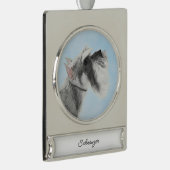 シュナウザー(ジャイアント、標準絵画) - Dog Art Sil シルバープレートバナーオーナメント (右)