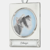 シュナウザー(ジャイアント、標準絵画) - Dog Art Sil シルバープレートバナーオーナメント (左)