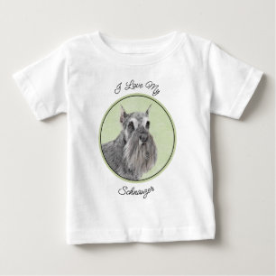 シュナウザー(ジャンボ、スタンダード)絵画 - 犬のアート ベビーTシャツ
