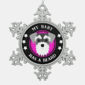 シュナウザー・マイ・ベビーはひげをおもしろい生やす スノーフレークピューターオーナメント (正面)