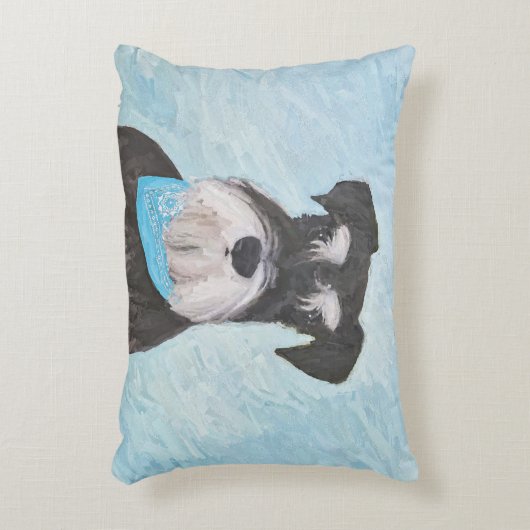 シュナウザー(ミニチュア)絵画ズ-かわいいオリジナル犬 アクセントクッション (正面(垂直))