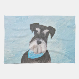 シュナウザー(ミニチュア)絵画ズ-かわいいオリジナル犬 キッチンタオル