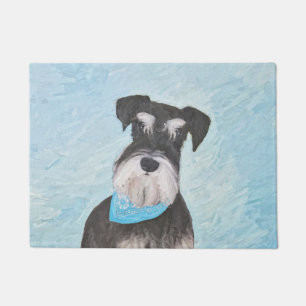 シュナウザー(ミニチュア)絵画ズ-かわいいオリジナル犬 ドアマット
