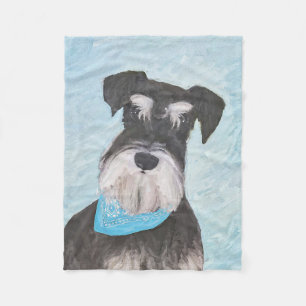 シュナウザー(ミニチュア)絵画ズ-かわいいオリジナル犬 フリースブランケット
