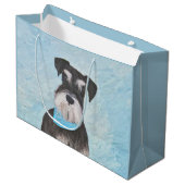 シュナウザー(ミニチュア)絵画ズ-かわいいオリジナル犬 ラージペーパーバッグ (正面アングル)