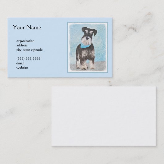 シュナウザー(ミニチュア)絵画ズ-かわいいオリジナル犬 名刺 (正面/裏面)