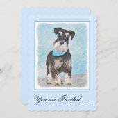 シュナウザー(ミニチュア)絵画ズ-かわいいオリジナル犬 招待状 (正面/裏面)
