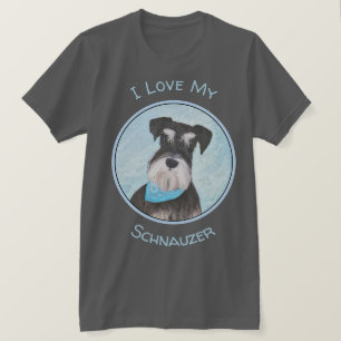シュナウザー(ミニチュア)絵画ズ-かわいいオリジナル犬 Tシャツ