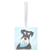 シュナウザー(ミニ絵画チュア)のかわいいオリジナル犬 キューブオーナメント (右)