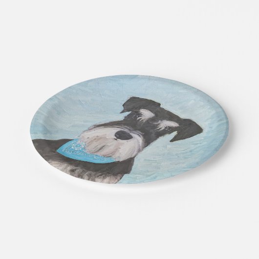 シュナウザー(ミニ絵画チュア)のかわいいオリジナル犬 ペーパープレート (アングル)