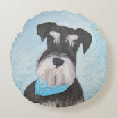 シュナウザー(ミニ絵画チュア)のかわいいオリジナル犬 ラウンドクッション (正面)