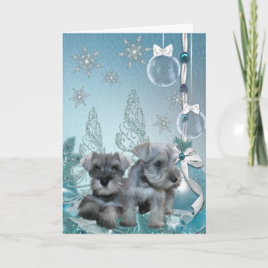 シュナウザー 子犬 クリスマスカード (正面)