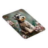 シュナウザー 子犬 春 桜 フレキシブル マグネット (右側)