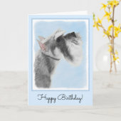 シュナウザー(巨人、標準)絵画の犬芸術 カード (黄色い花)