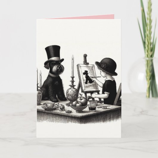 シュナウザー 折りたたみ グリーティング カード (正面)