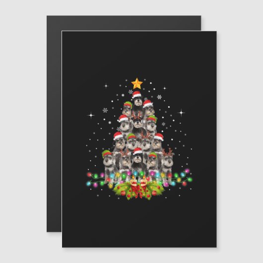 シュナウザー 犬 もみの木 クリスマスセーター クリスマス ペット マグネット招待状 (正面/裏面)