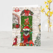 シュナウザー 犬 クリスマス カード (黄色い花)