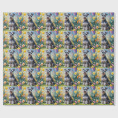 シュナウザー 犬 春の花 絵画 ラッピングペーパー (フラット)