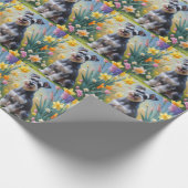 シュナウザー 犬 春の花 絵画 ラッピングペーパー (角)