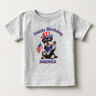 シュナウザー (2歳) 愛国少年Tシャツ ベビーTシャツ