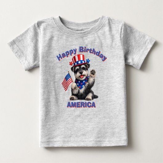 シュナウザー (2歳) 愛国少年Tシャツ ベビーTシャツ (正面)