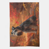 シュナウツァイン紅葉秋インスパイア キッチンタオル (縦)