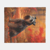 シュナウツァイン紅葉秋インスパイア フリースブランケット (正面(横))