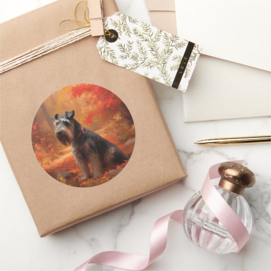 シュナウツァイン紅葉秋インスパイア ラウンドシール (ギフト)