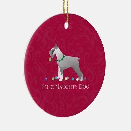 シュナウツァフェリズドッグいけなクリスマスデザイン セラミックオーナメント (右)