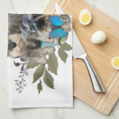 シュナウツァーおよび蝶ギフトおよび服装 キッチンタオル (四つ折り)