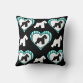 シュナウツァーのハートおよびストライプな枕 クッション (裏面)