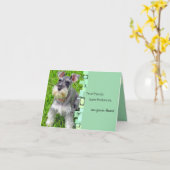 シュナウツァーの子犬の誕生日の挨拶状 カード (黄色い花)