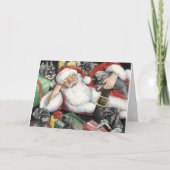 シュナウツァーの子犬はサンタ犬のクリスマスカードを引き継ぎます シーズンカード (正面)