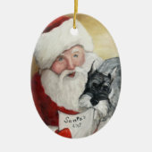 シュナウツァーの&Santaのリスト犬の芸術のクリスマスのオーナメント セラミックオーナメント (正面)