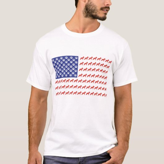 シュナウツァーアメリカ国旗 Tシャツ (正面)