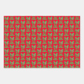 シュナウツァーキュートクリスマスドッグ&ボウ3色 ラッピングペーパーシート (正面)