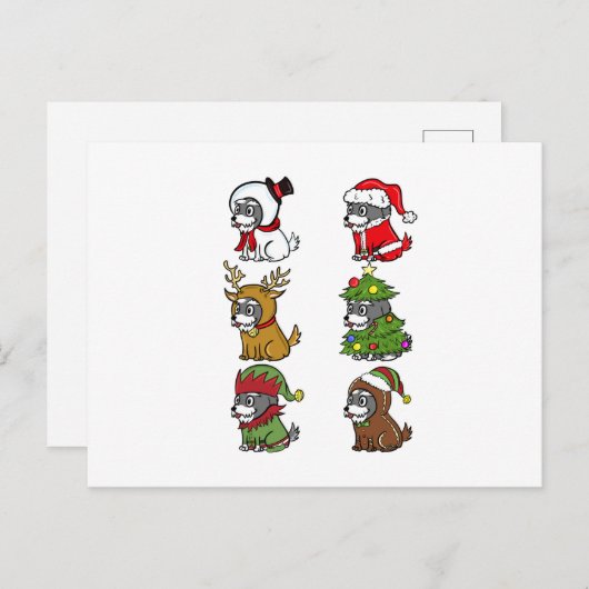シュナウツァークリスマスコスチューム ポストカード (正面/裏面)